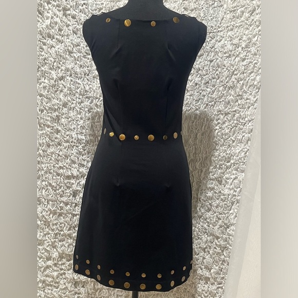 CYNTHIA ROWLEY GOLD EMBELLISHED METAL CIRCLE BODYCON KNEE LENGTH DRESS SIZE XS - Picture 5 of 11